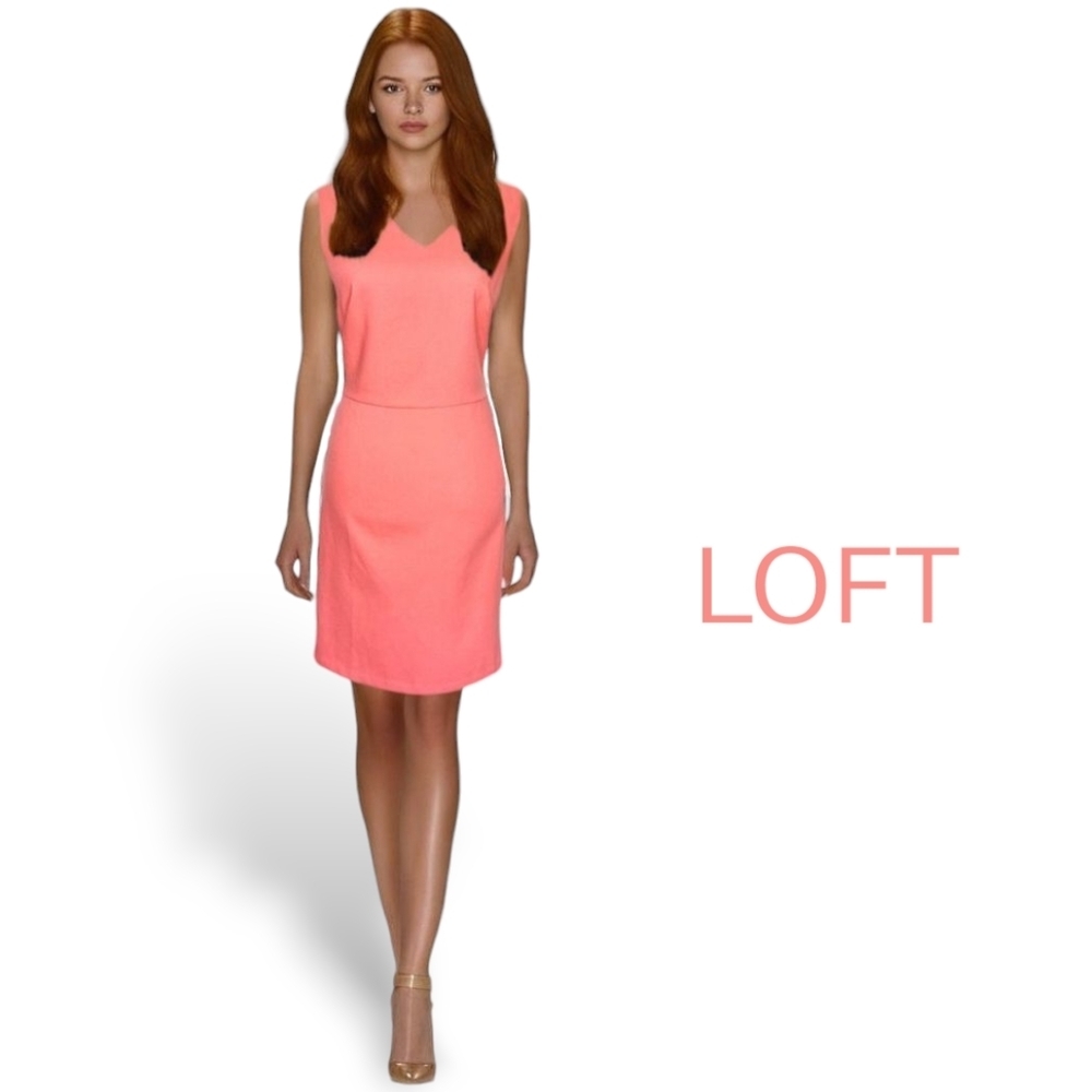 LOFT Coral Pink V-Neck Sheath Dress